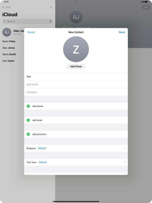 Press Last name and key in the last name.