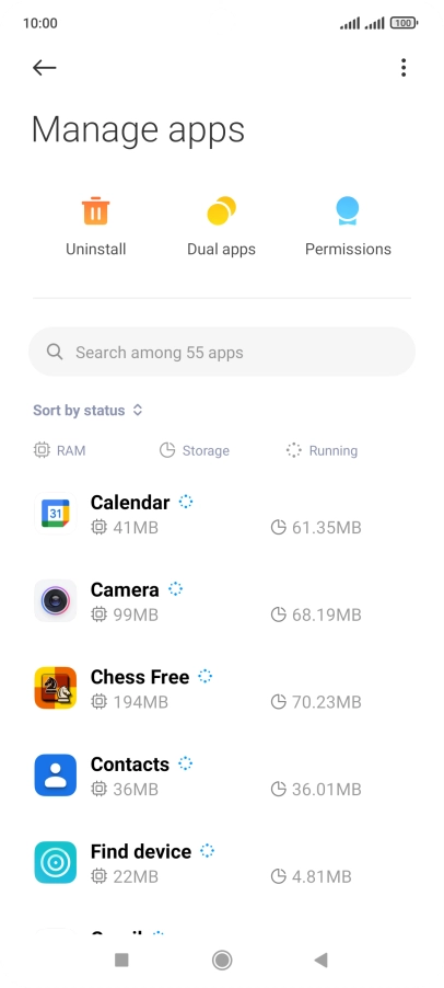 Press the required app.