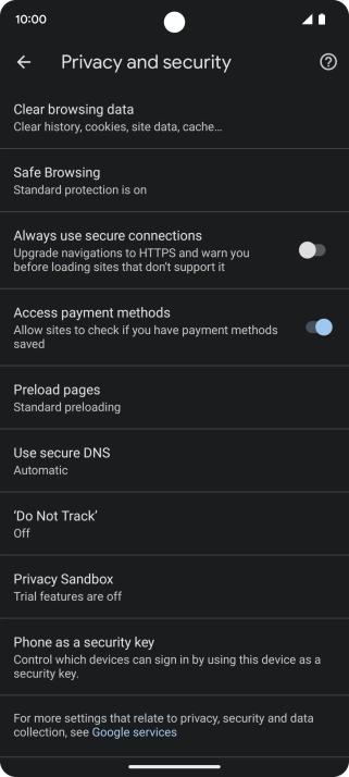 Press Clear browsing data.