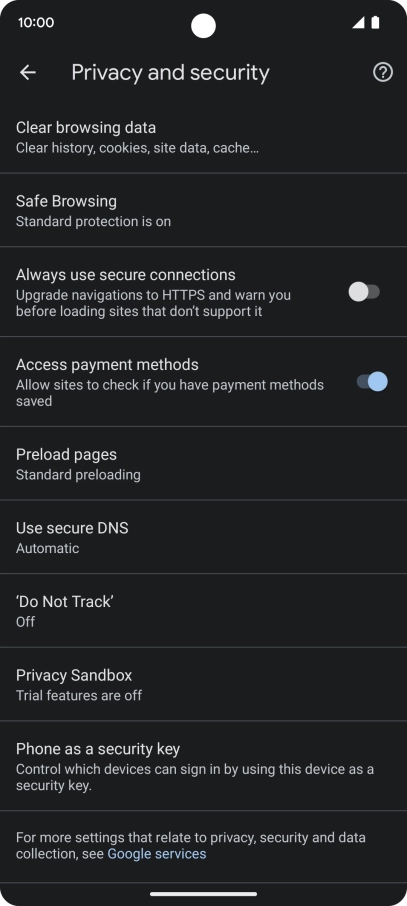 Press Clear browsing data.