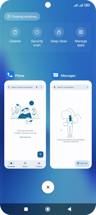 To end one running application, slide your finger right on the required application.