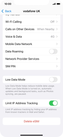 Press Delete eSIM and follow the instructions on the screen to delete your eSIM.