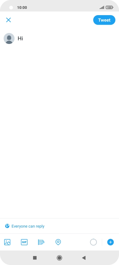 Write the required text and press Tweet.