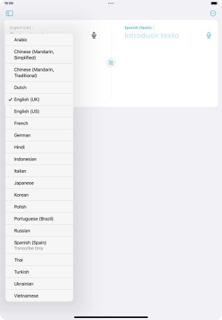 Press the required source language.