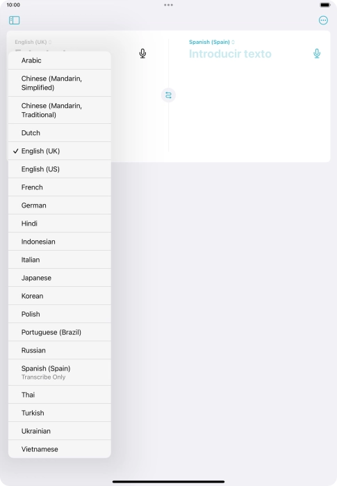 Press the required source language.