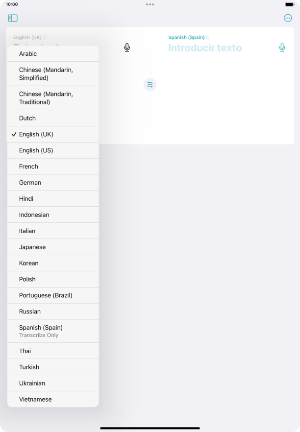 Press the required source language.