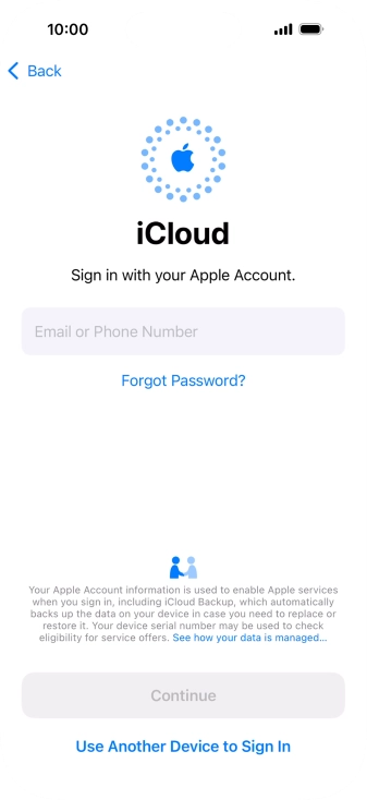 Press Email or Phone Number and key in the username for your Apple ID.
