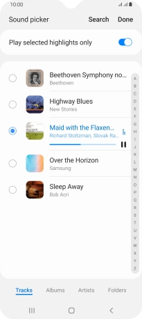 Once you've found a ring tone you like, press Done. Once you've found a ring tone you like, press Done.