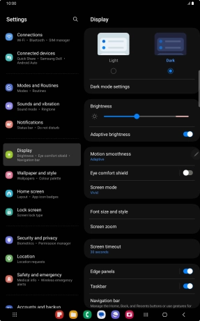 Press Dark mode settings. Press Dark mode settings.