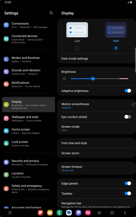 Press Dark mode settings. Press Dark mode settings.