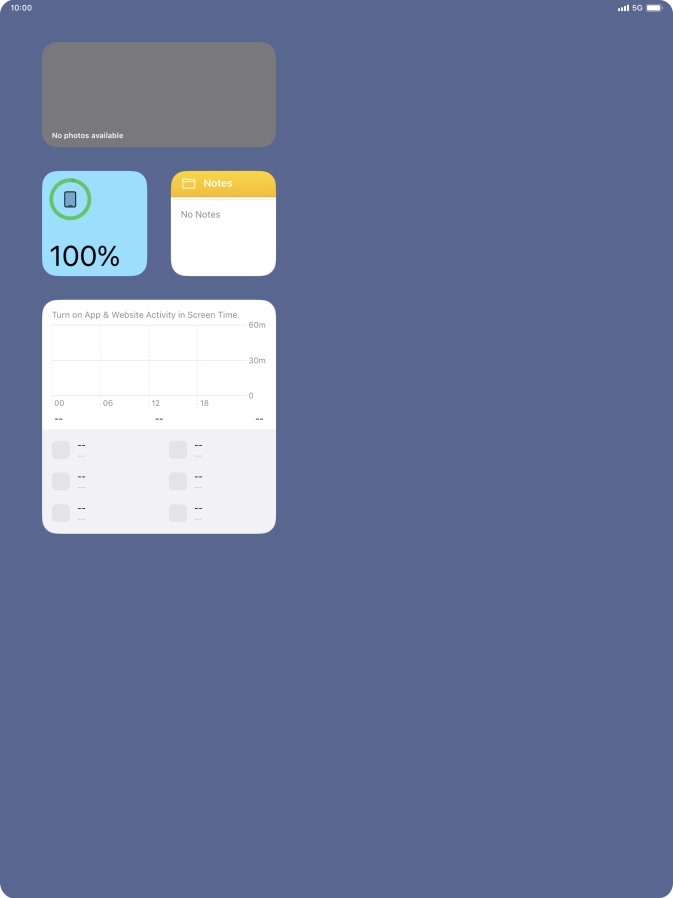 Slide your finger up or down on the screen to see more widgets. Slide your finger up or down on the screen to see more widgets.