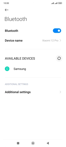 Press the required Bluetooth device and follow the instructions on the screen to pair the device with your phone.