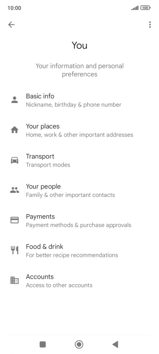 Press Basic info and follow the instructions on the screen to select phone owner settings.