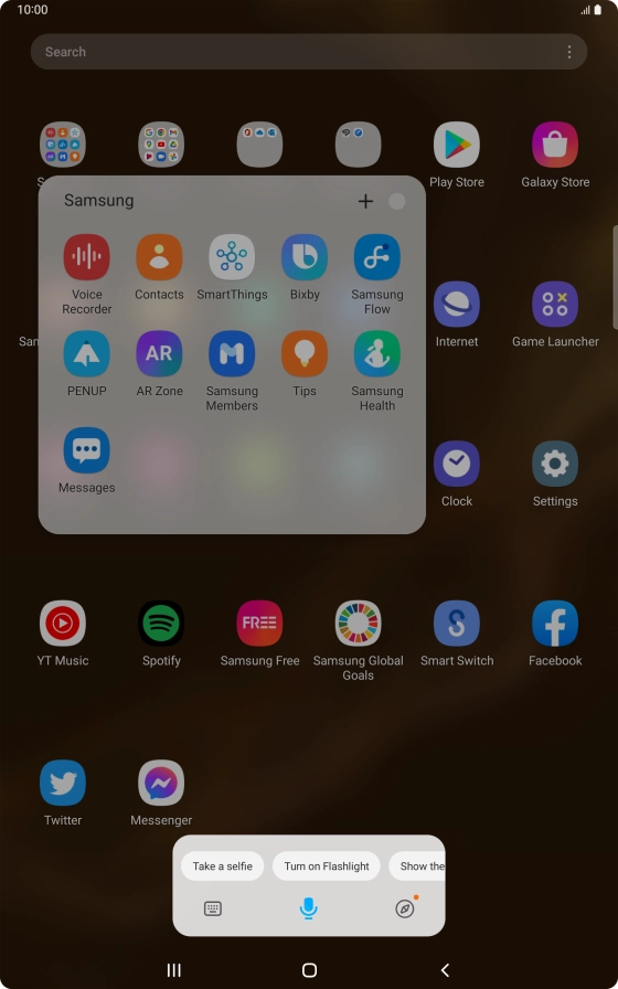 Say, in your own words, what you would like your tablet to do. CAMERA, CALL [contact], SEARCH THE WEB FOR [information].