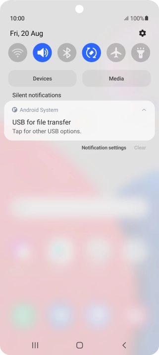 Press Tap for other USB options..