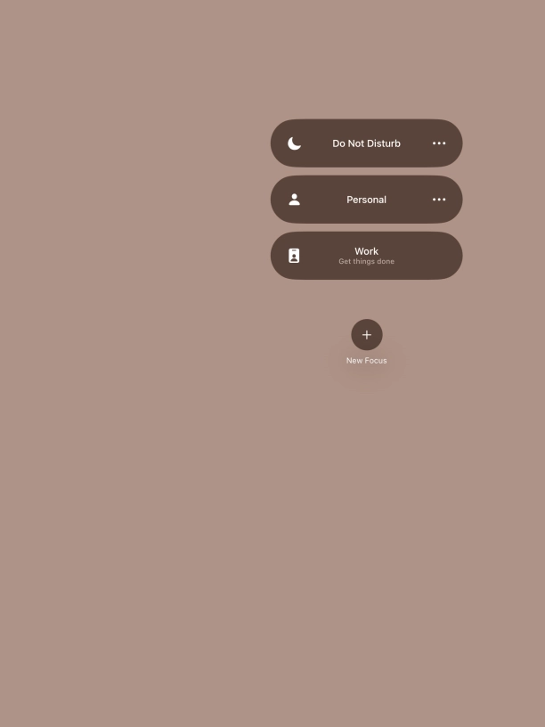 Press the required focus mode to activate or deactivate it immediately.