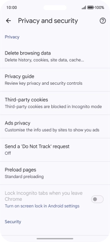 Press Delete browsing data.