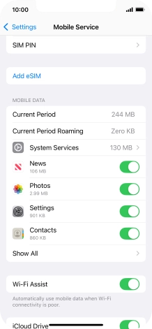 The total data usage is displayed next to Current Period. The total data usage is displayed next to Current Period.