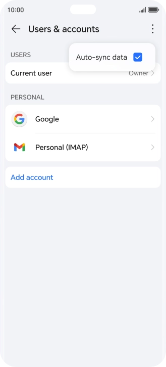 Press Auto-sync data to turn the function on or off.