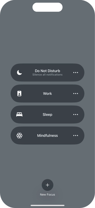 Press the required focus mode to activate or deactivate it immediately.