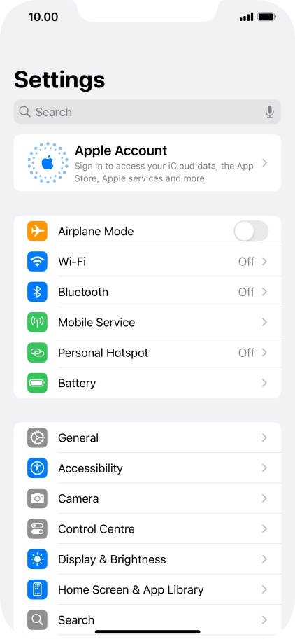 Press Apple Account.