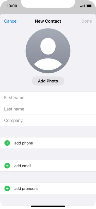 Press First name and key in the first name.