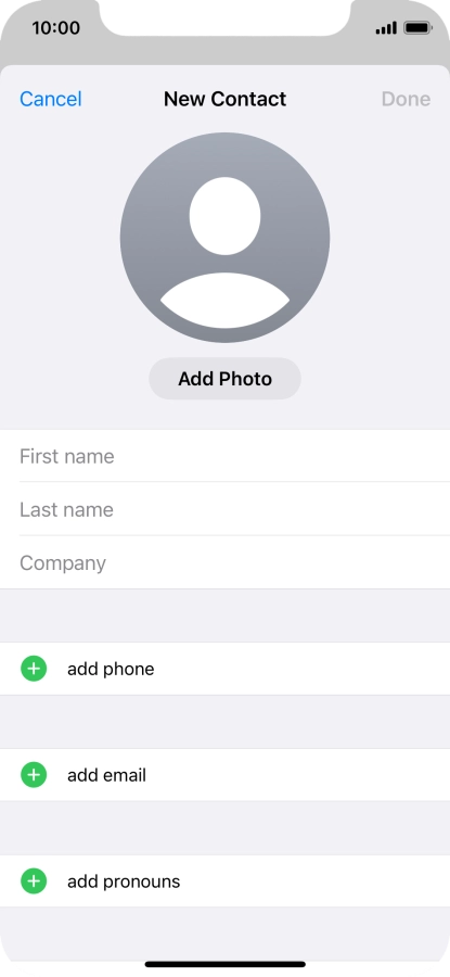 Press First name and key in the first name.