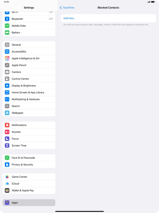 Press Add New... and follow the instructions on the screen to block a contact.