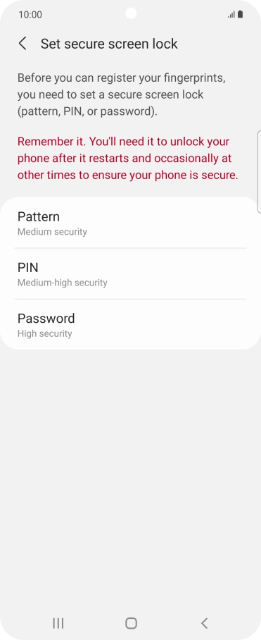 Press the required phone lock code and follow the instructions on the screen to create an additional phone lock code.