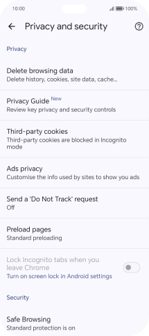 Press Delete browsing data.