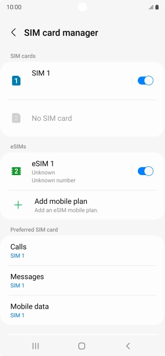 Press the required eSIM. Press the required eSIM.