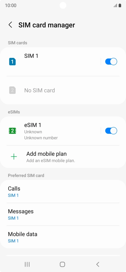 Press the required eSIM. Press the required eSIM.