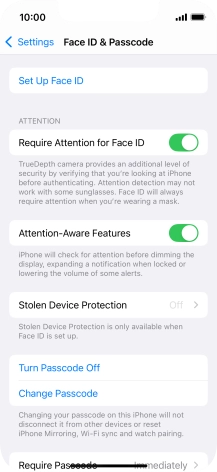 Press Turn Passcode Off and key in the phone lock code.