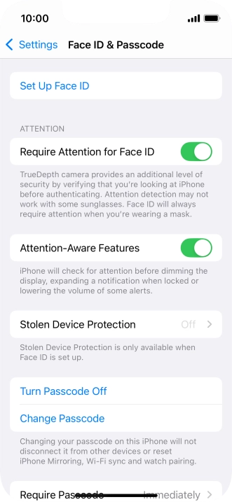 Press Turn Passcode Off and key in the phone lock code.