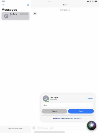 If an application is open on your tablet, such as a Mail or Messages, you can also use the functions available here, e.g.: REPLY [text].