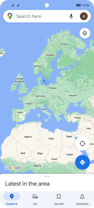 Press the search field and key in the required destination.