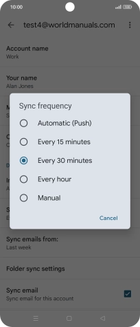 Press the required setting.