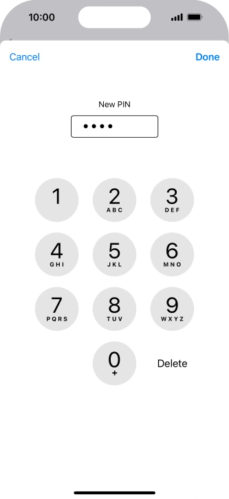 Key in a new four-digit PIN and press Done.