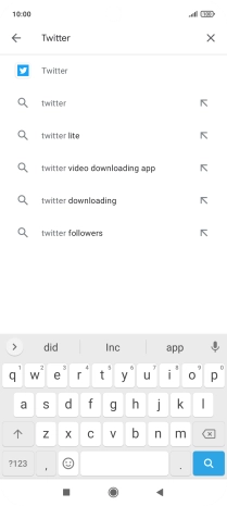 Key in Twitter and press the search icon.