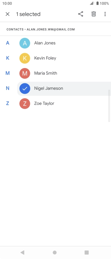 Press the required contact.