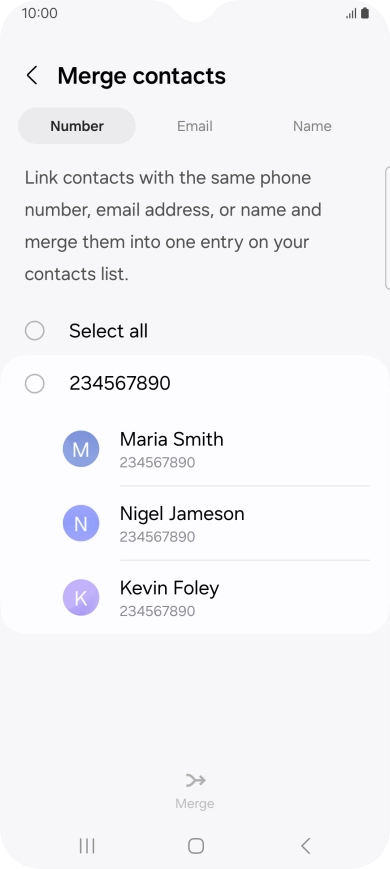 Press the field next to the required number.