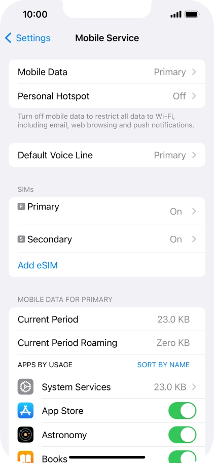 Press the required eSIM below 