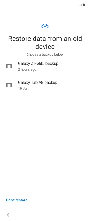 Press the required backup and your phone restores the content of the selected backup. Subsequently, follow the instructions on the screen to set up your phone and prepare it for use. Press the required backup and your phone restores the content of the selected backup. Subsequently, follow the instructions on the screen to set up your phone and prepare it for use.