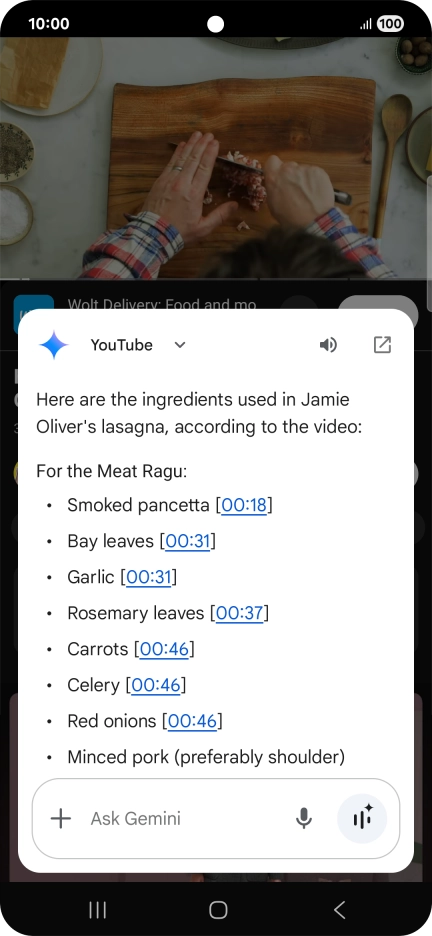 The answer from Gemini to your question is displayed.