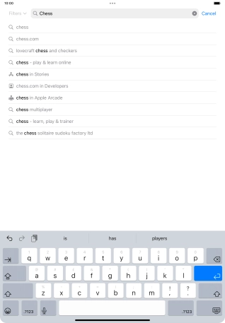 Key in the name or subject of the required app and press enter.
