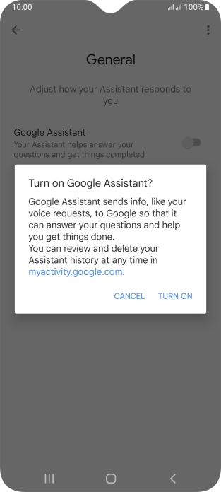 If you turn on the function, press TURN ON.