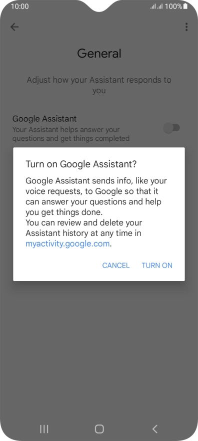 If you turn on the function, press TURN ON.
