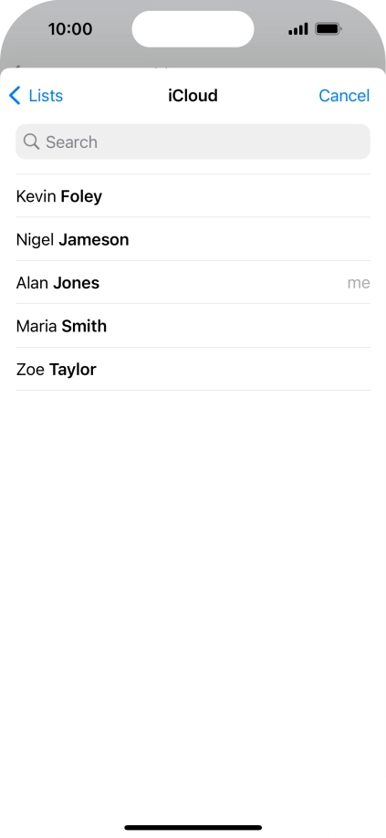 Press the required contact.