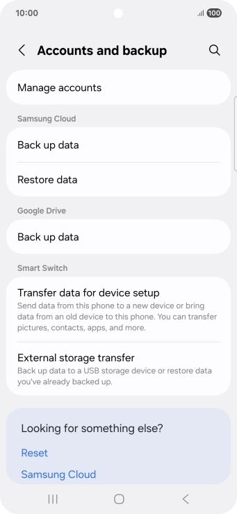 Press Manage accounts.