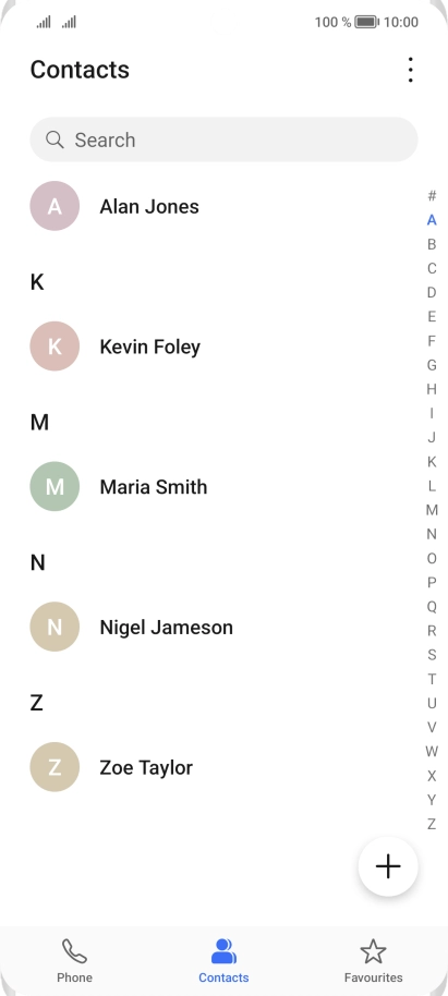 Press the required contact.